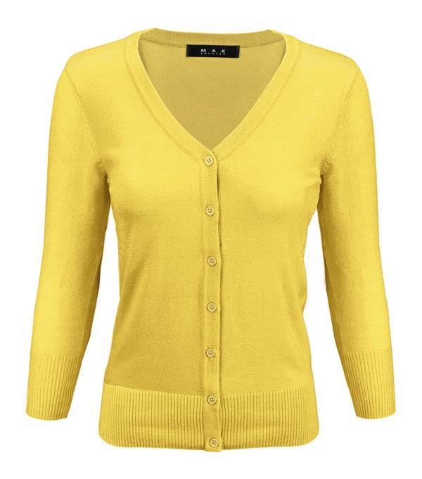 Crewneck Button Down Knit Plus Size  Cardigans