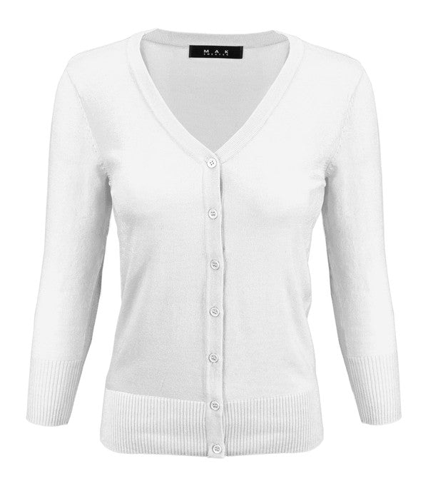 Crewneck Button Down Knit Plus Size  Cardigans