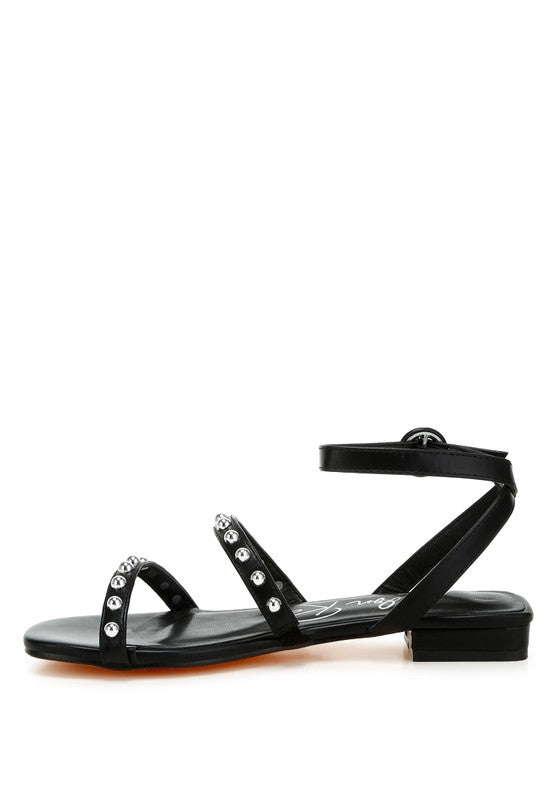 Flippity Studded Ankle Strap Flat Sandals