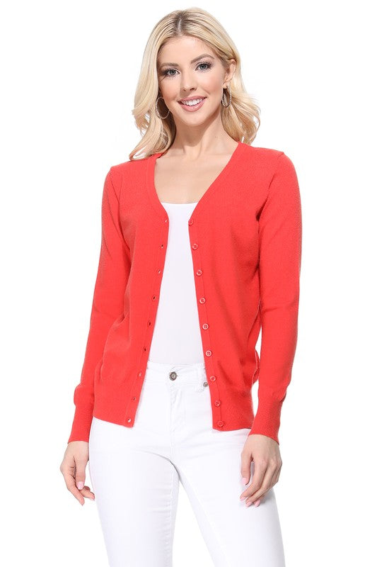 Women's V-Neck Button Down Knit Cardigan Sweater