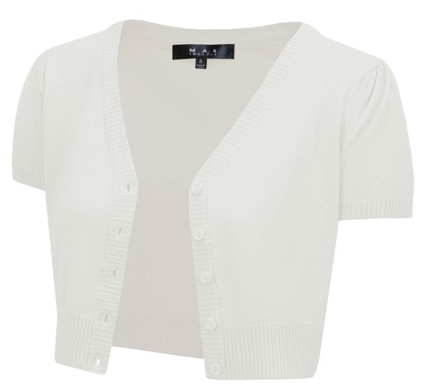 Cropped Bolero Knit Sweater Cardigan Short Sleeve