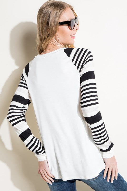 PLUS ENGINEERING STRIPE MIXED TOP