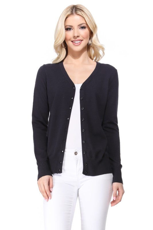 Women's V-Neck Button Down Knit Cardigan Sweater