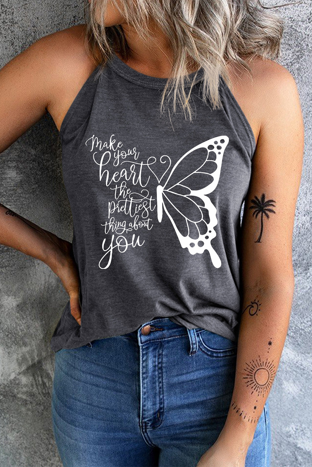 MAKE YOUR HEART THE PRETTIEST THING ABOUT YOU Round Neck Tank