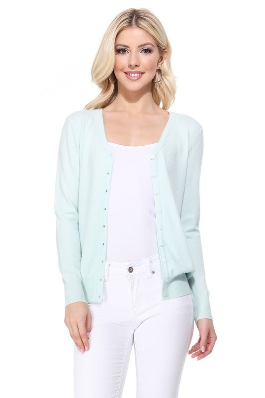 Women's V-Neck Button Down Knit Cardigan Sweater