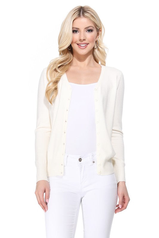 Women's V-Neck Button Down Knit Cardigan Sweater