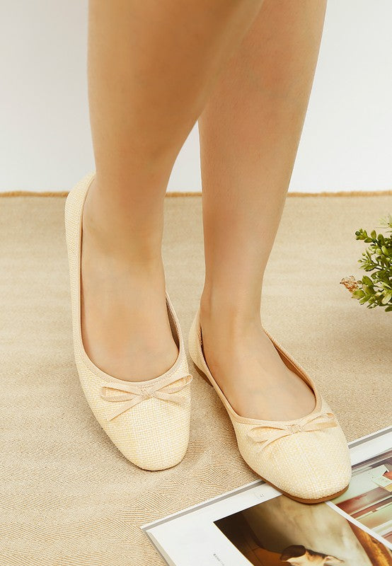 Paper Rings Raffia Ballet Flats