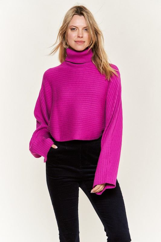 Mock neck wide sleeves top PLUS