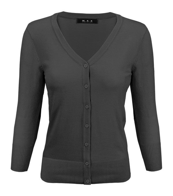 Crewneck Button Down Knit Plus Size  Cardigans