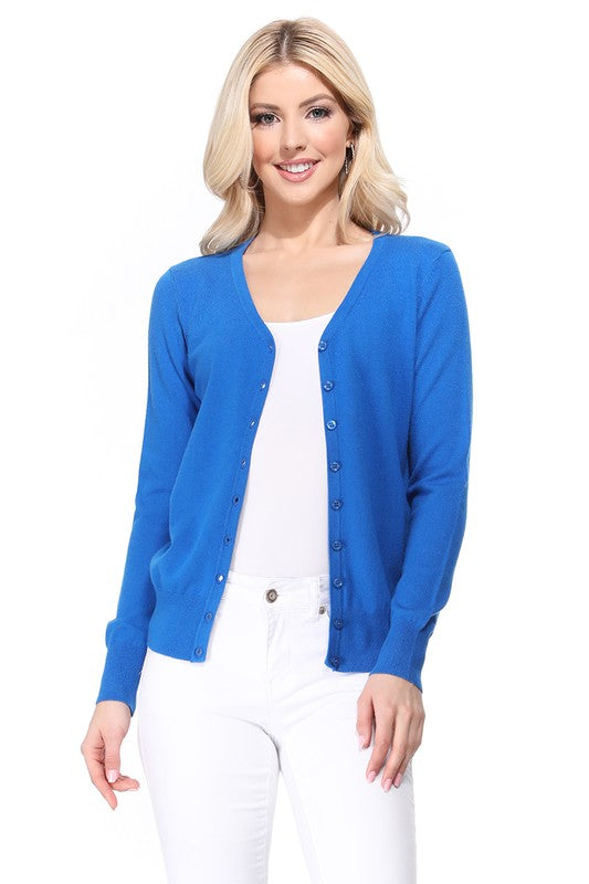 Women's V-Neck Button Down Knit Cardigan Sweater