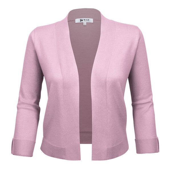 Open Front Cropped Bolero Shrug Cardigan