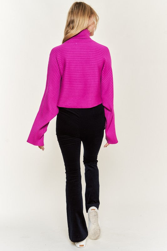 Mock neck wide sleeves top PLUS