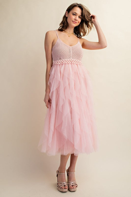 LOVELY TULLE MIDI CROCHET DRESS