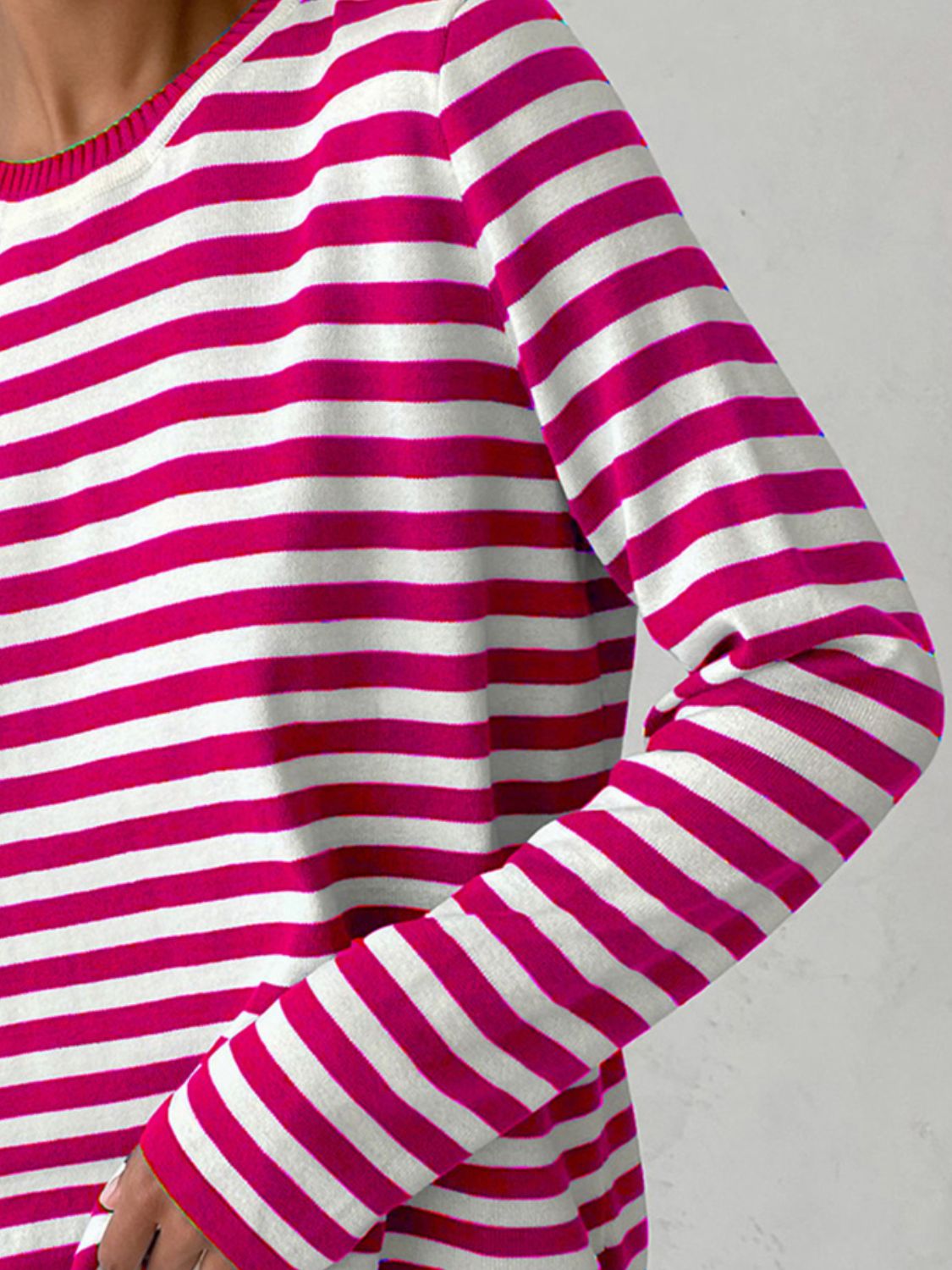 Striped Round Neck Long Sleeve Sweater