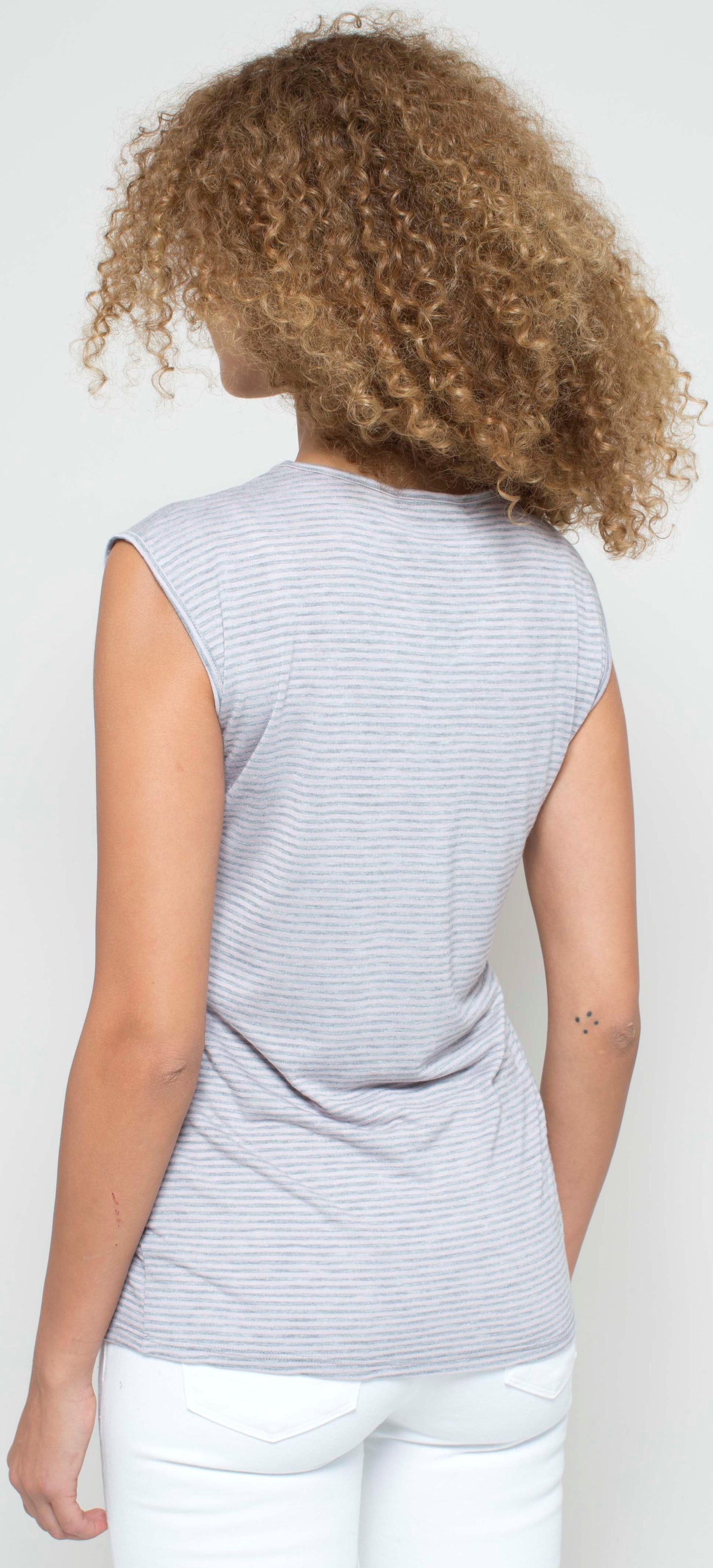 Sleeveless Top with Ladder Trim