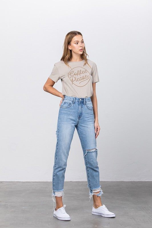 HIGH WAISTED TAPERED JEANS