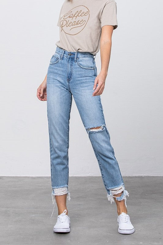 HIGH WAISTED TAPERED JEANS