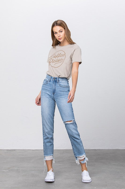 HIGH WAISTED TAPERED JEANS