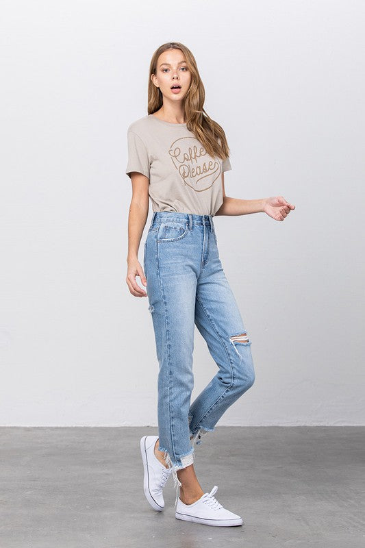 HIGH WAISTED TAPERED JEANS