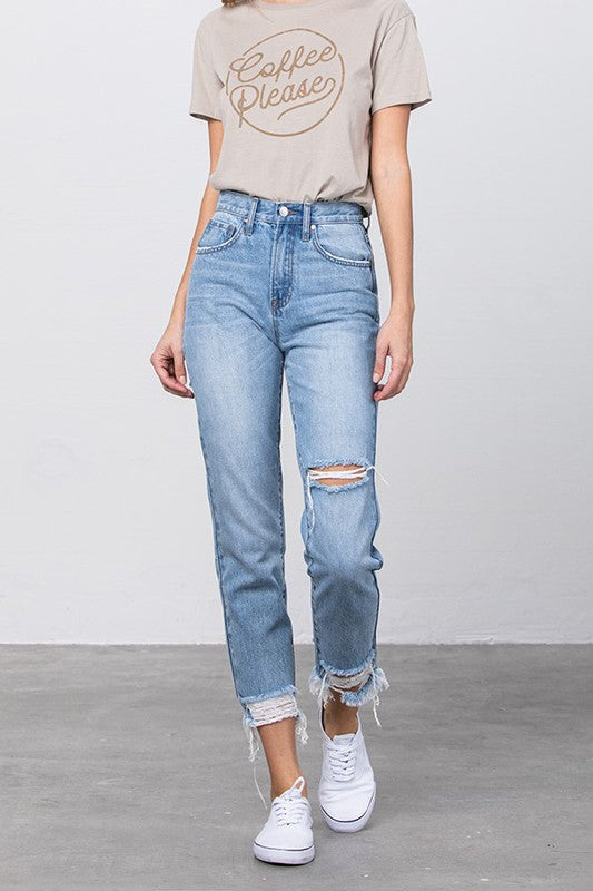 HIGH WAISTED TAPERED JEANS