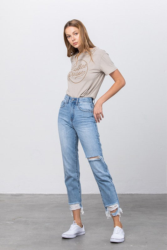 HIGH WAISTED TAPERED JEANS