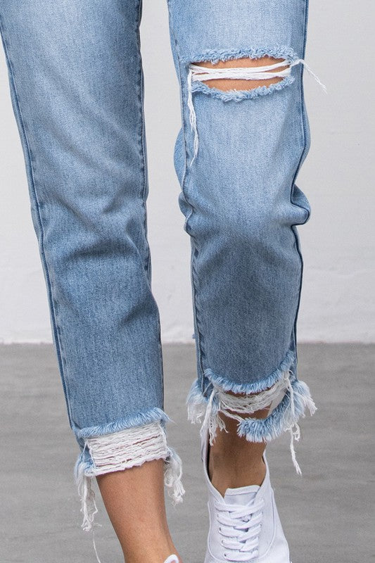 HIGH WAISTED TAPERED JEANS