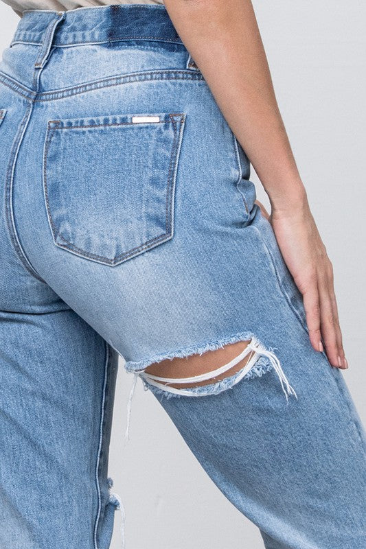 HIGH WAISTED TAPERED JEANS