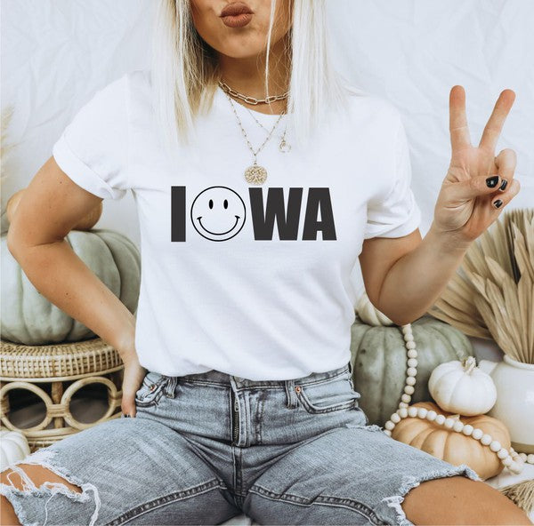 Iowa Smiley Face Boutique Style Tee