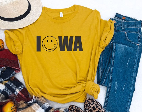 Iowa Smiley Face Boutique Style Tee