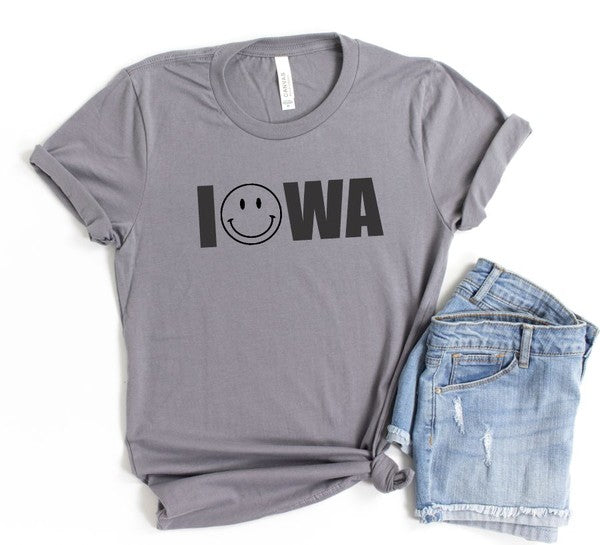 Iowa Smiley Face Boutique Style Tee