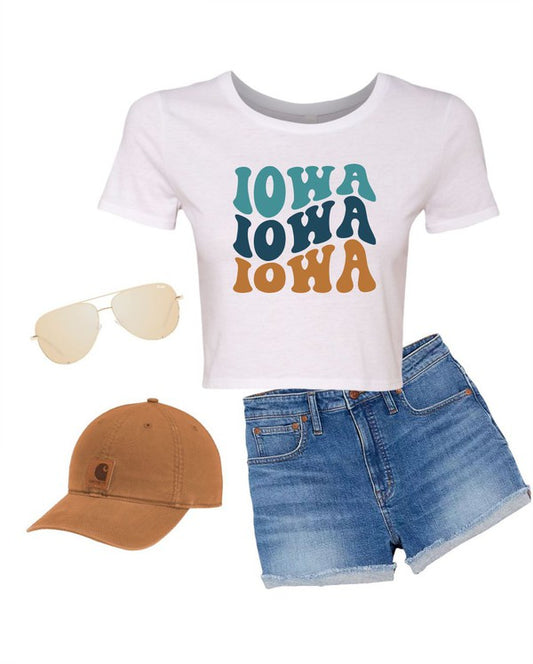 Groovy State Iowa Graphic Cropped Tee