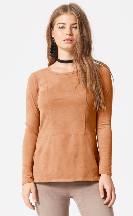 Long Sleeve Suede Top