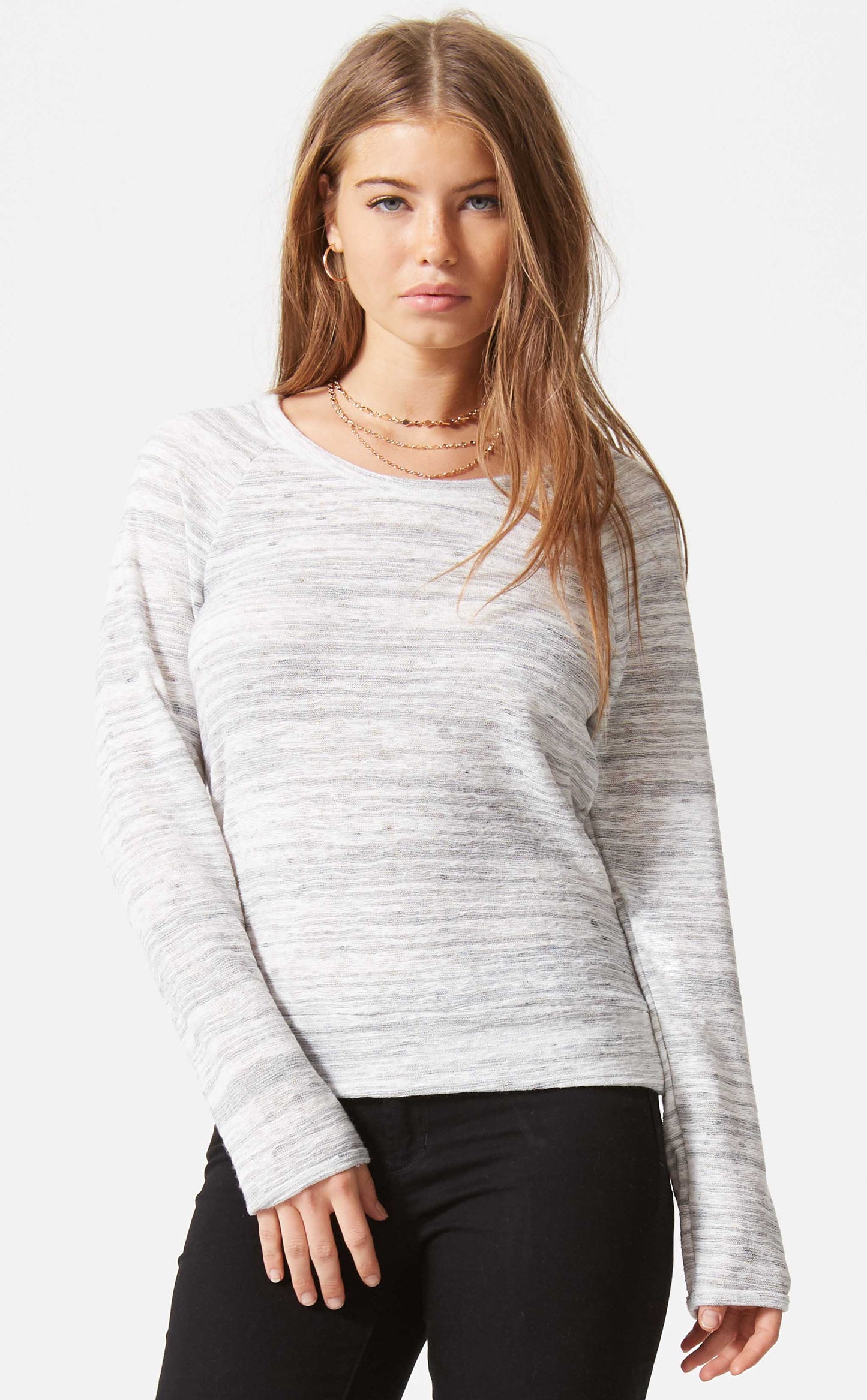 Raglan Long Sleeve With Banded Bottom