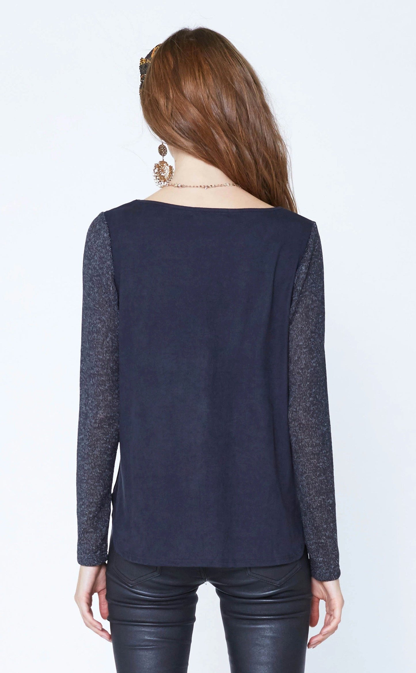 Scoop Neck with Suede Back