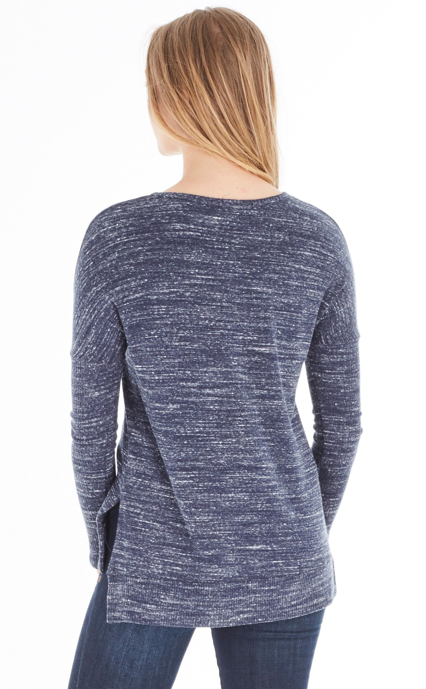 Ribbed Jewel Neck Long Sleeve