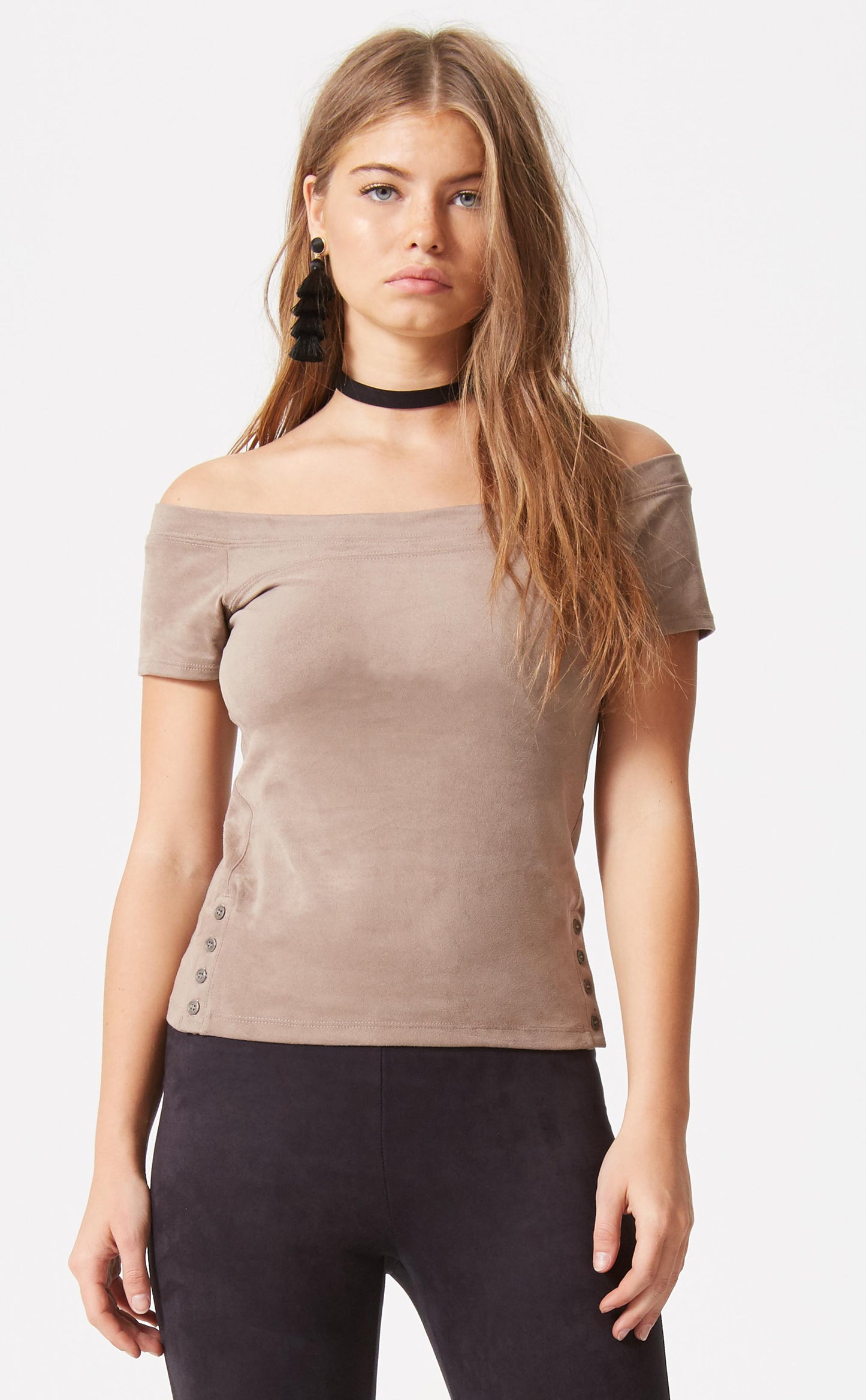 Off The Shoulder Suede Top?id=30265445647